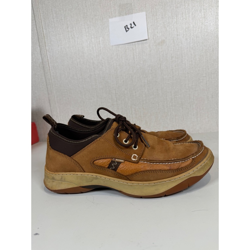 Tommy Hilfiger brown leather boat shoes men size us 11